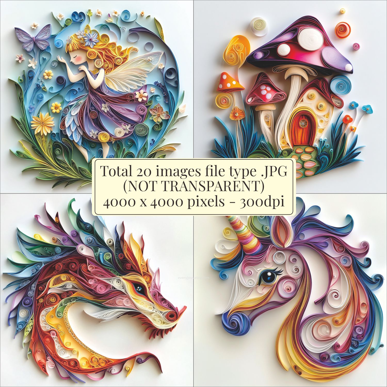 Unicorn Fantasy Paper Quilling Art Style