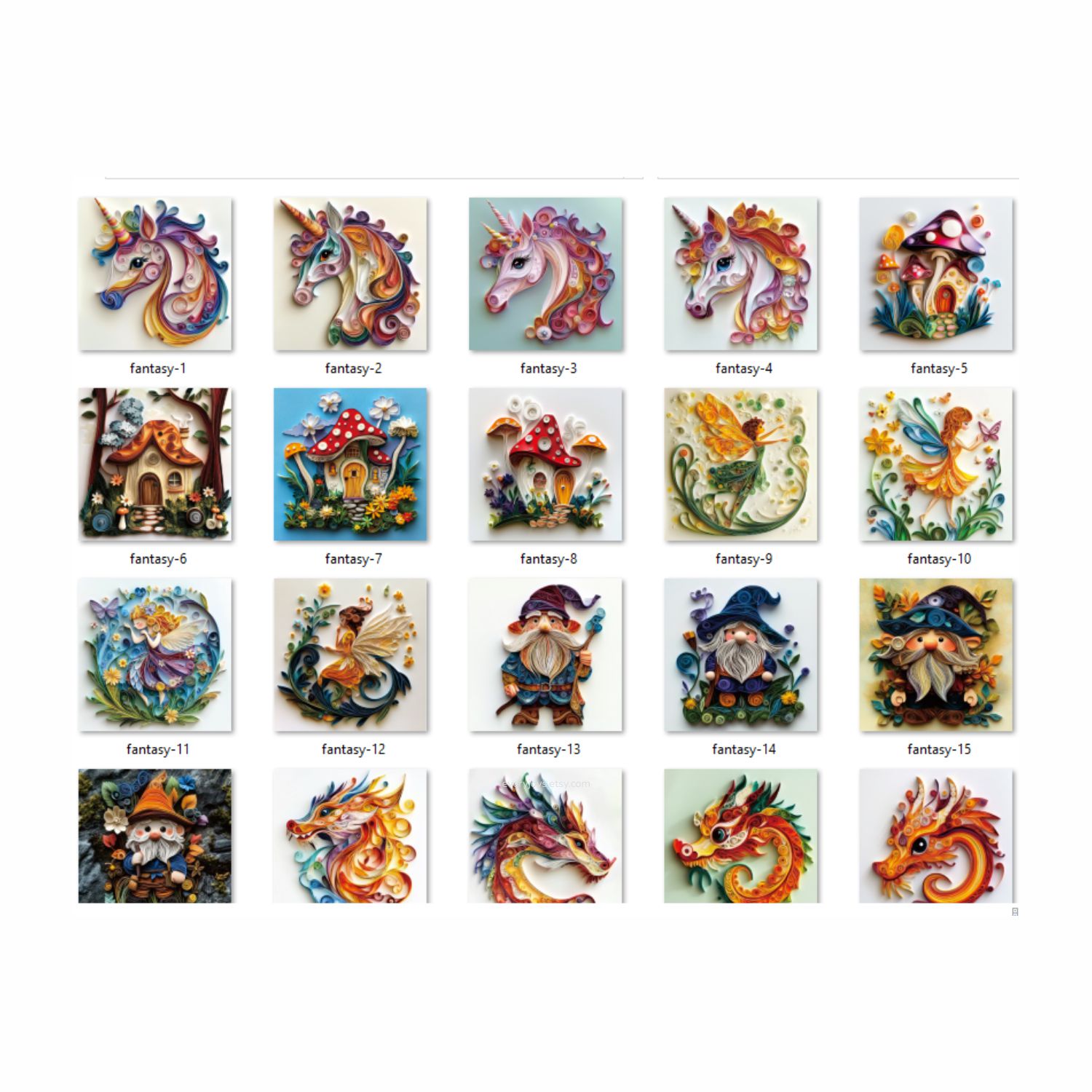 Unicorn Fantasy Paper Quilling Art Style