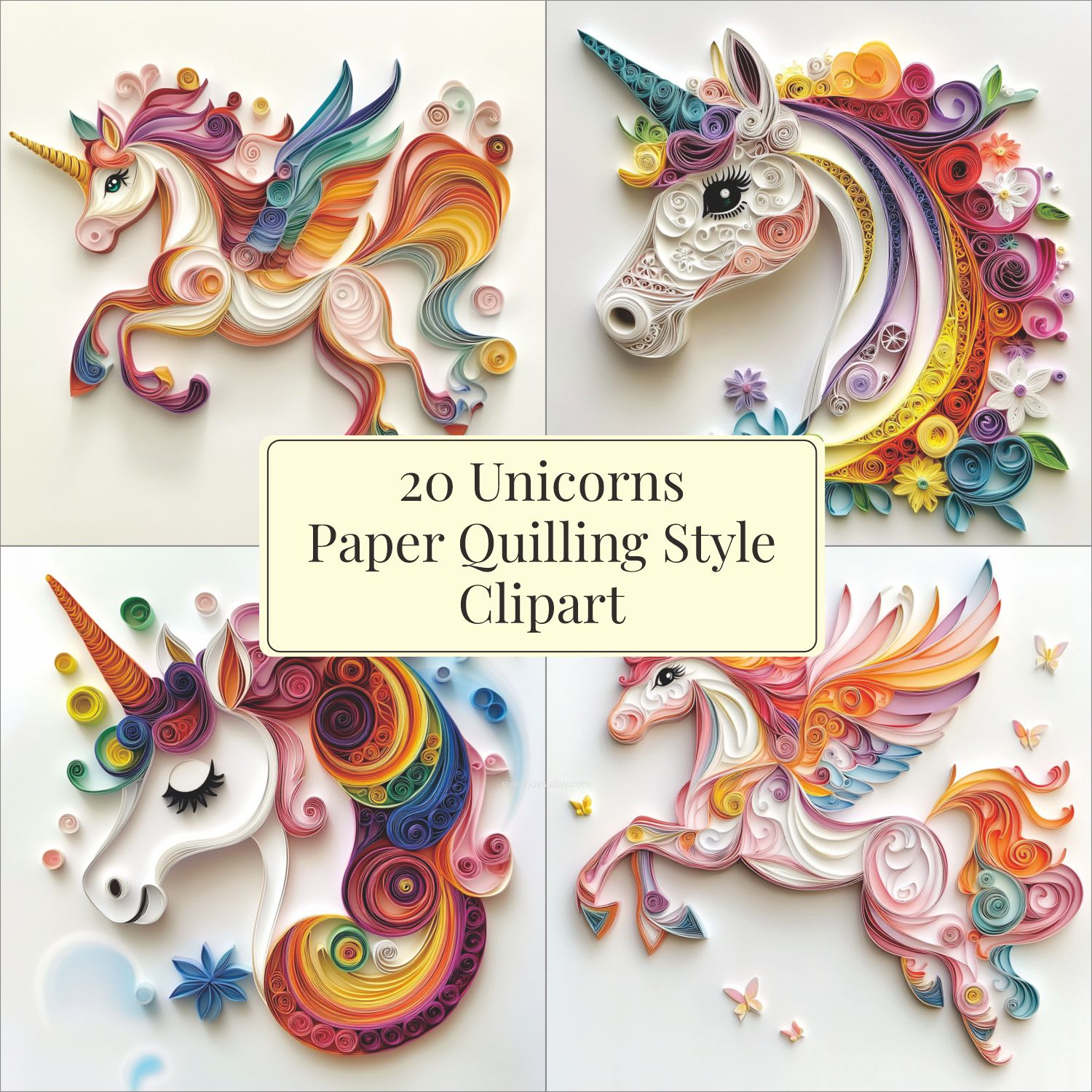 Unicorn Paper Quilling Art Style