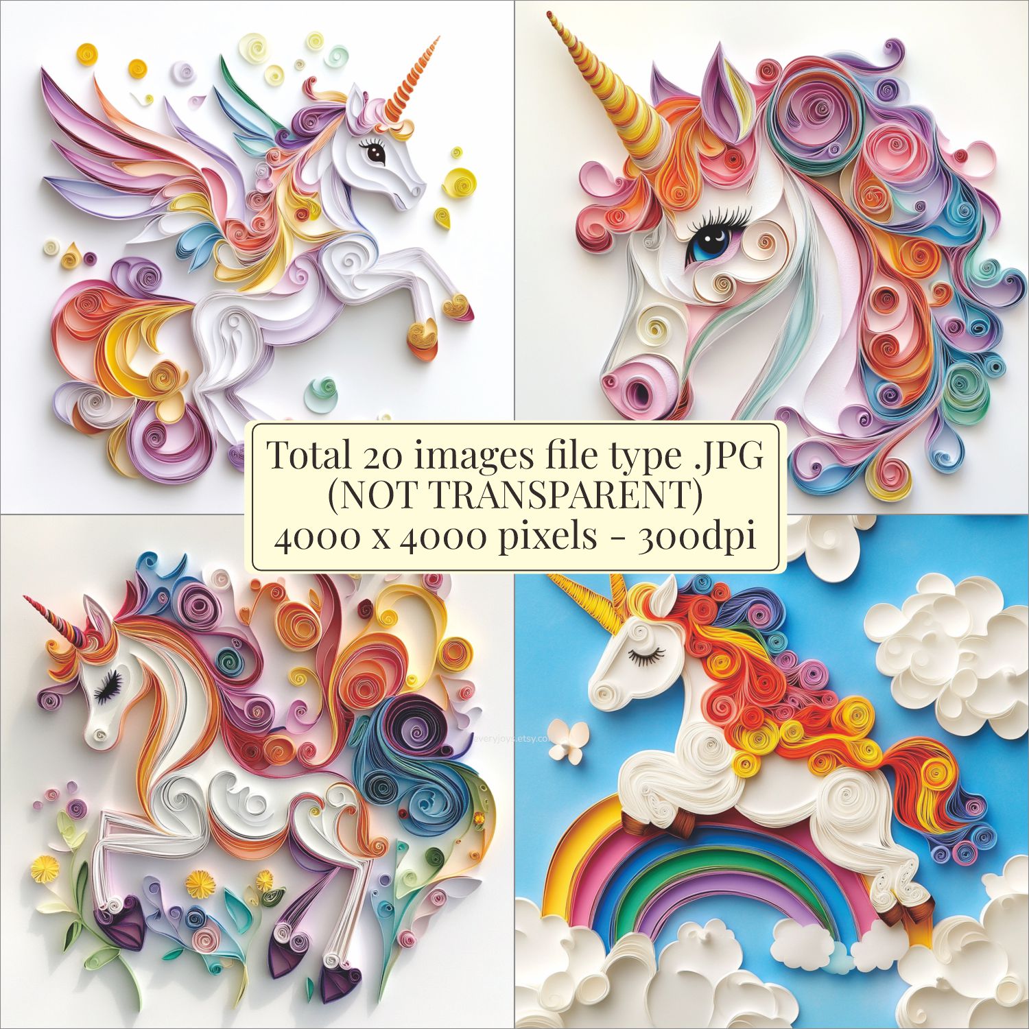 Unicorn Paper Quilling Art Style