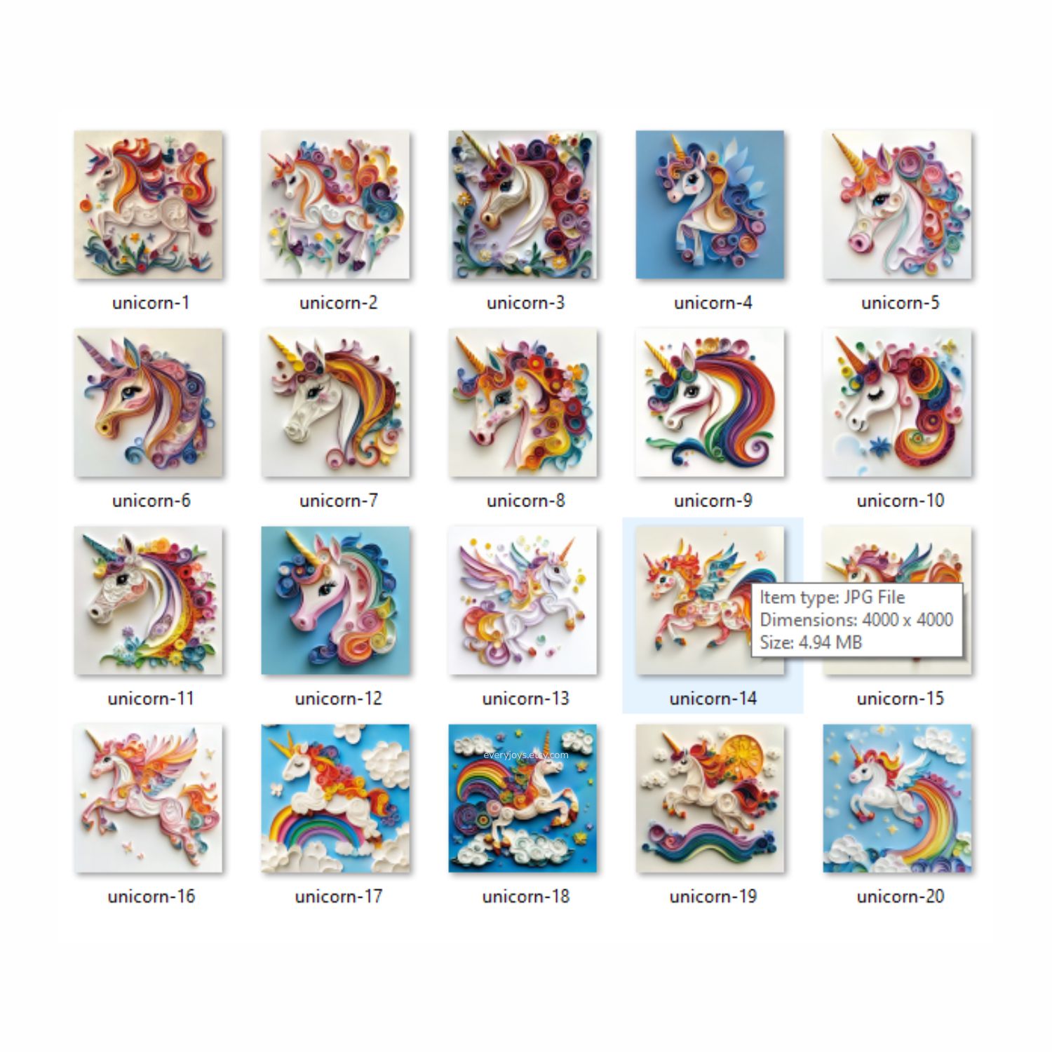 Unicorn Paper Quilling Art Style