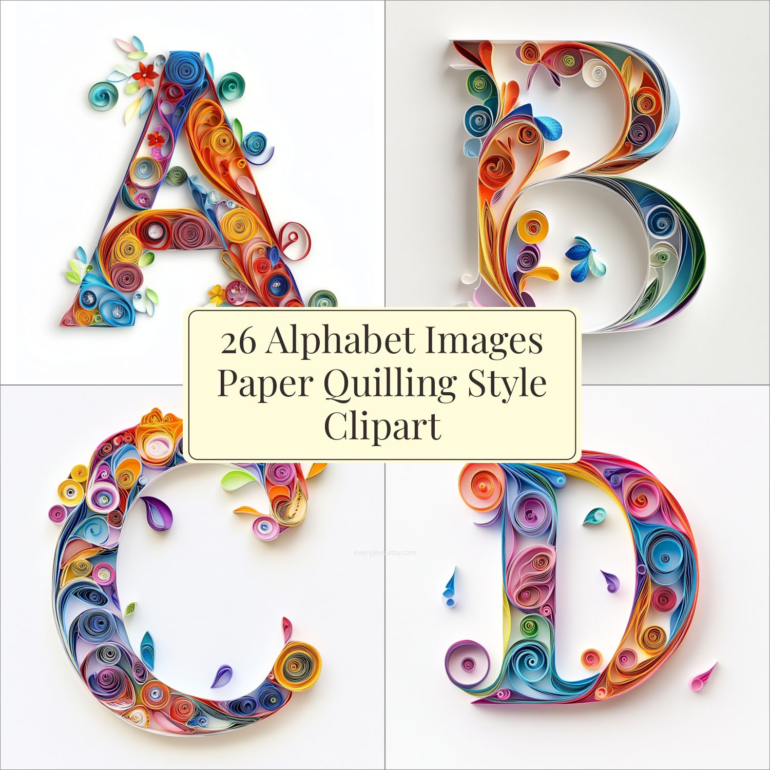 Alphabet ABCD V1 Paper Quilling Images Art quilling Style