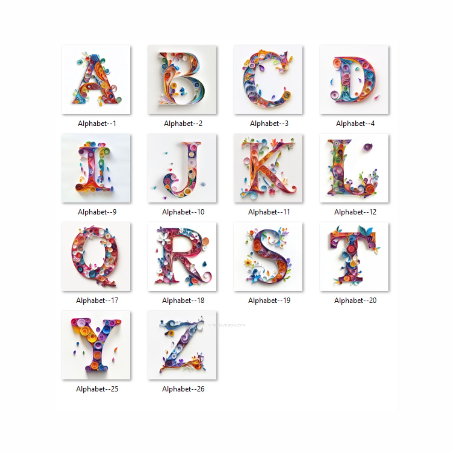 Alphabet ABCD V1 Paper Quilling Images Art quilling Style