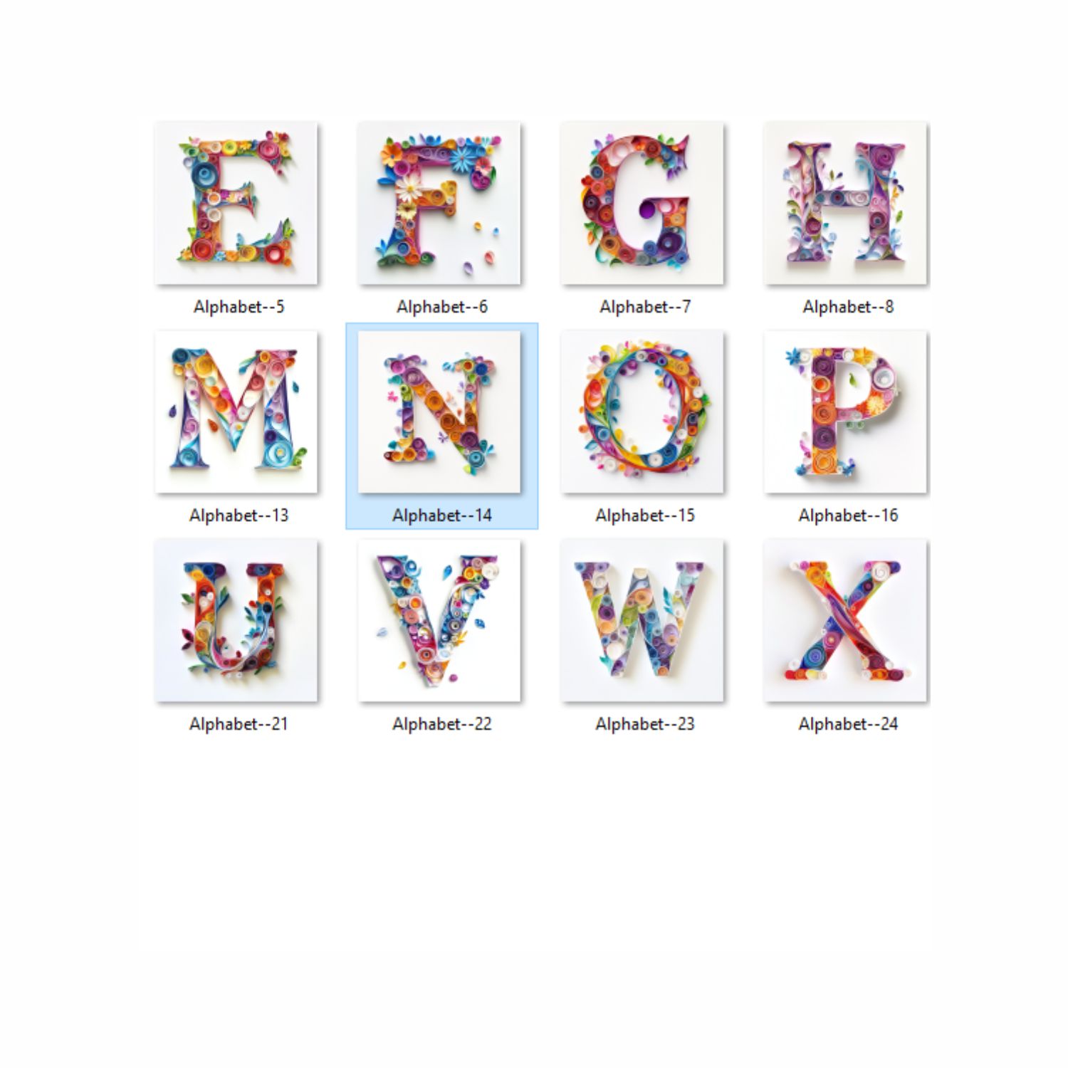Alphabet ABCD V1 Paper Quilling Images Art quilling Style