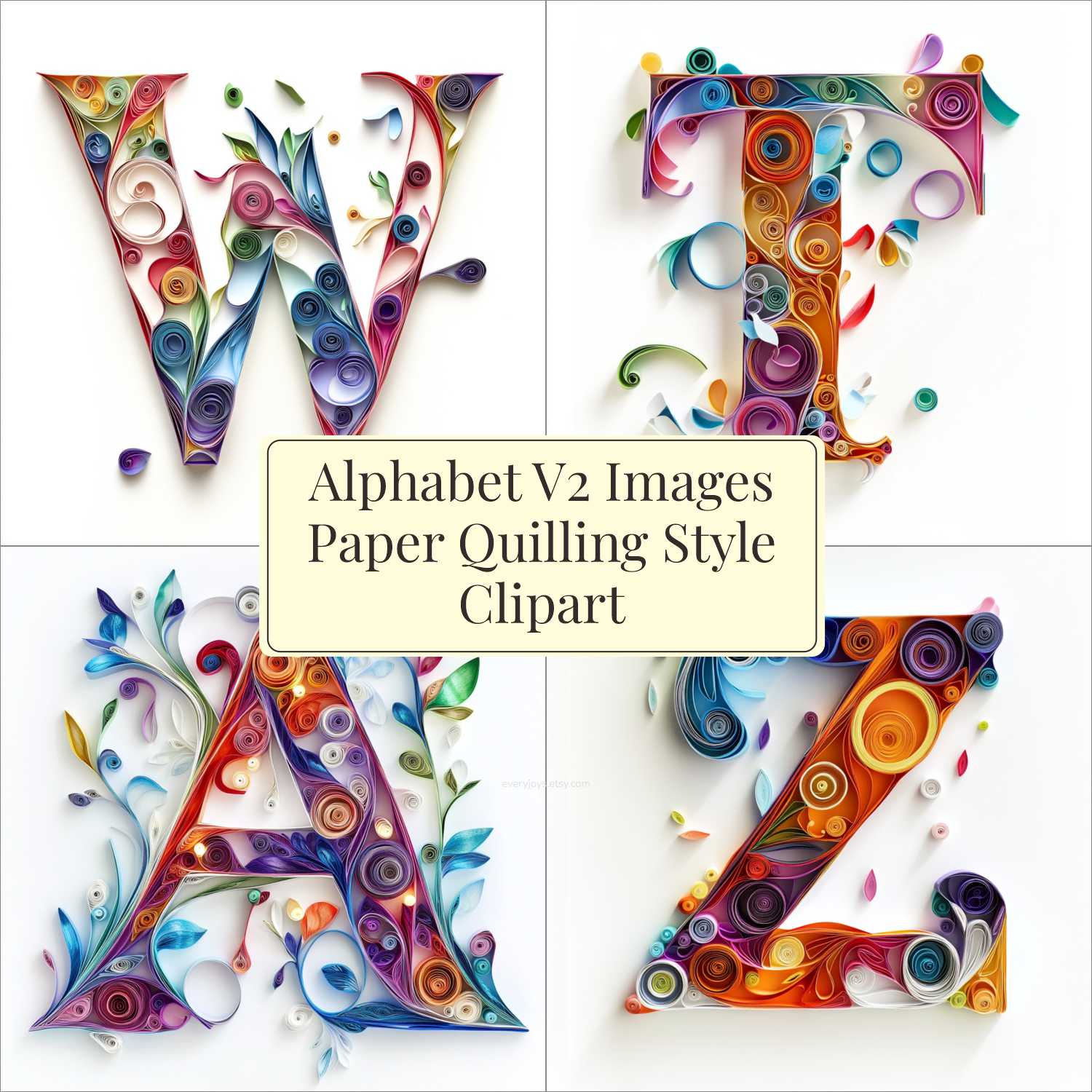 Alphabet ABCD V2 Paper Quilling Images Art quilling Style