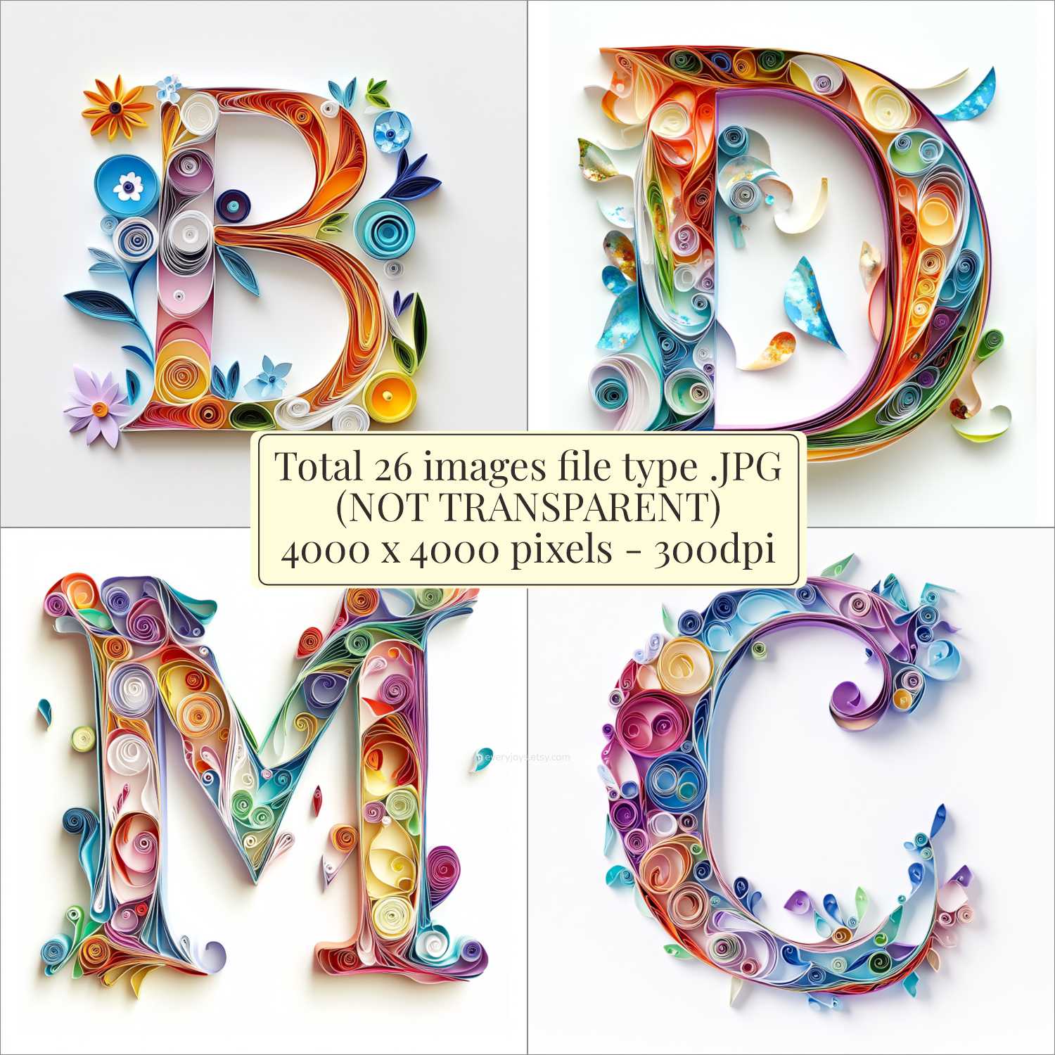 Alphabet ABCD V2 Paper Quilling Images Art quilling Style