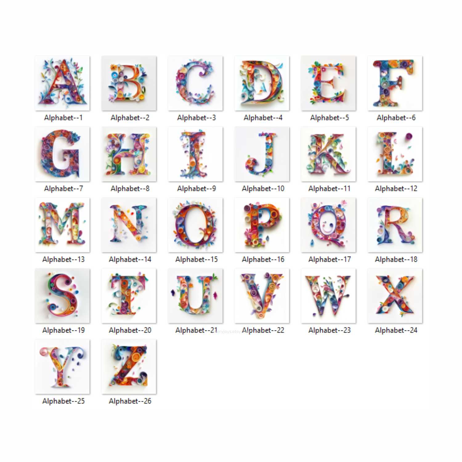 Alphabet ABCD V2 Paper Quilling Images Art quilling Style