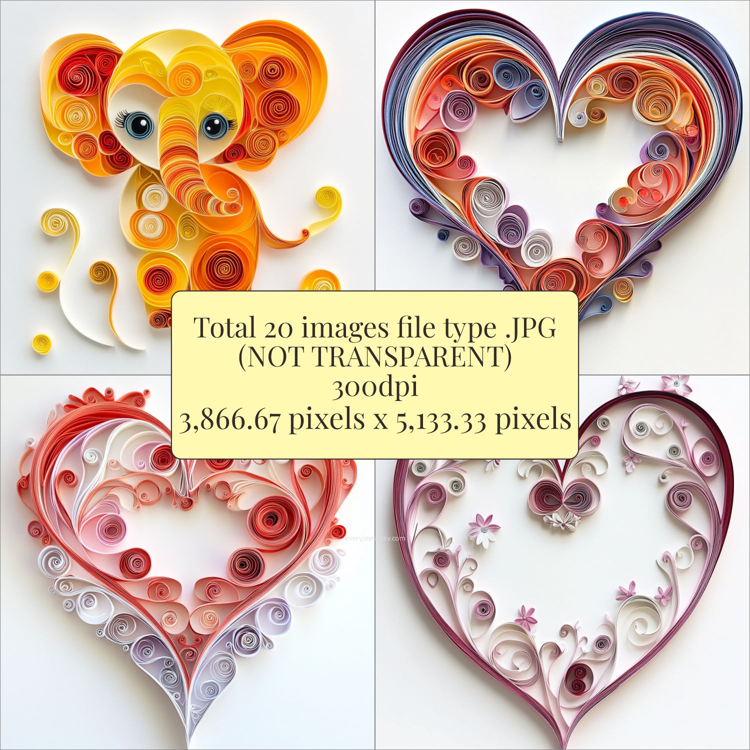 15 Jellyfish & 5 Bonus Paper Quilling Art Style Clipart images