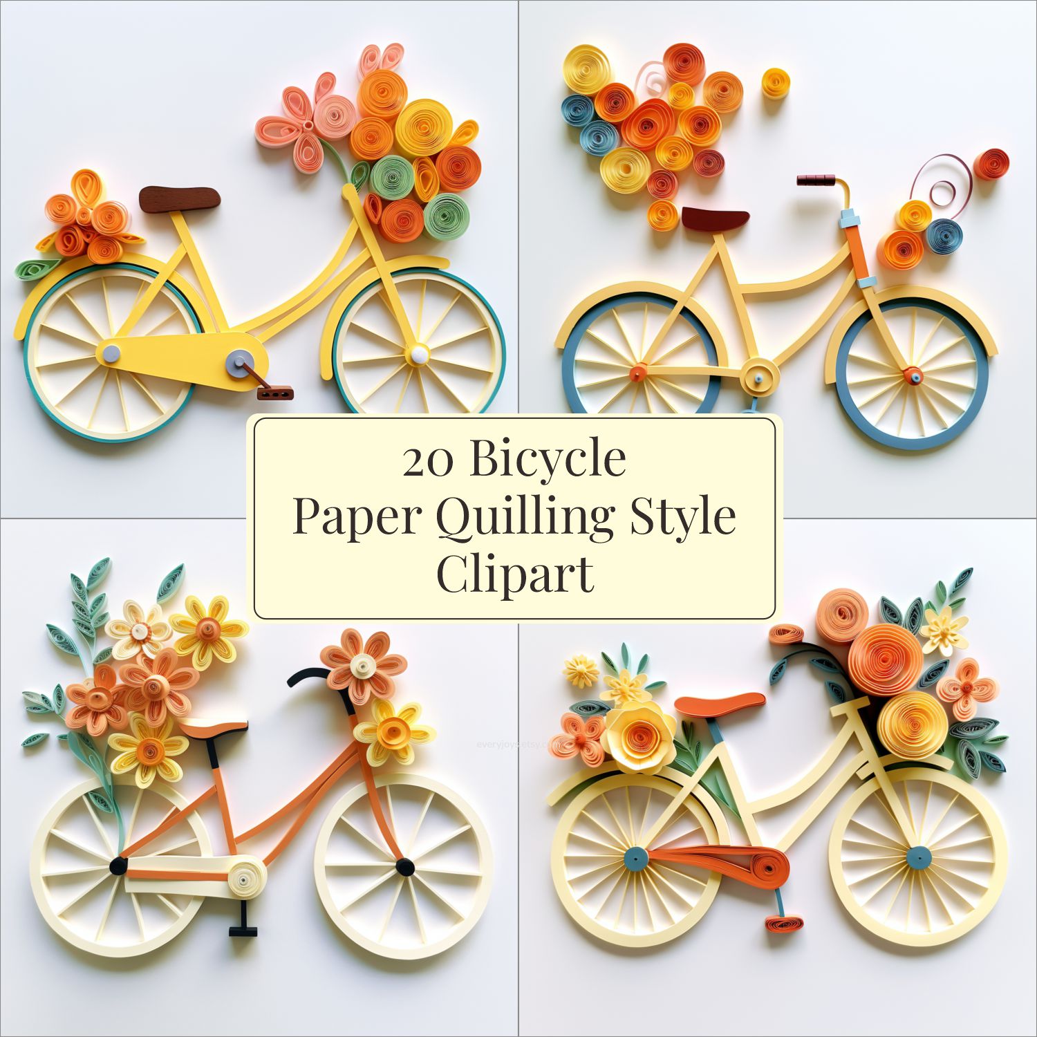 Paper Quilling Art style bicycle clipart Images quilling Style